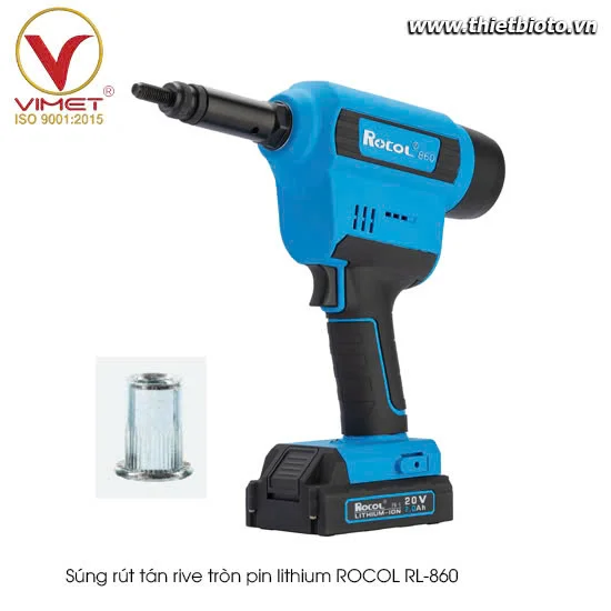 Súng rút tán rive tròn pin Lithium ROCOL RL-860